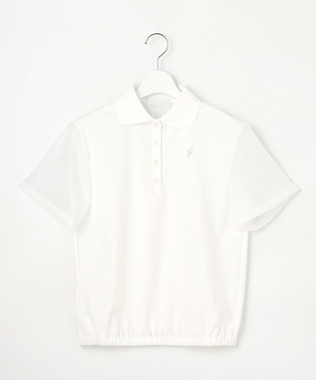 23区GOLF 【23Fondation/WOMEN】シアー袖 ニットポロ ホワイト系