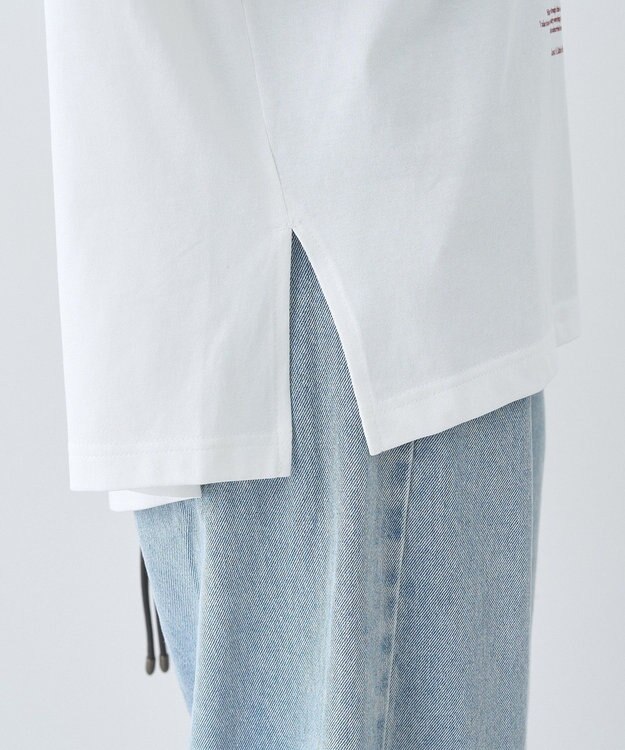 earth music&ecology 【接触冷感】アソートプリントレギュラースリットＴｅｅ Off White
