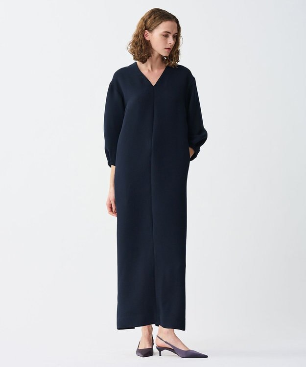 uncrave ウォッシャブル ダブルクロス ワンピース ネイビー