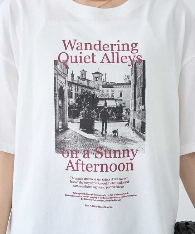 earth music&ecology 【接触冷感】アソートプリントレギュラースリットＴｅｅ Off White