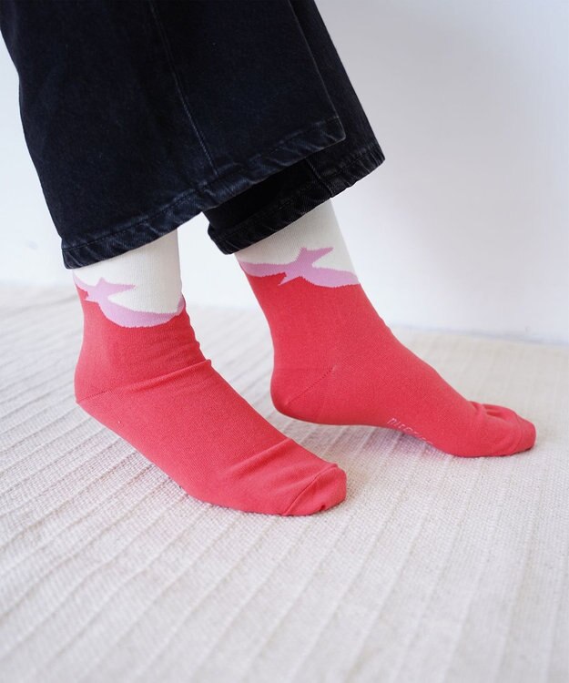 nitorito 【UNISEX】米沢オリジナル柄 tori 靴下 pink