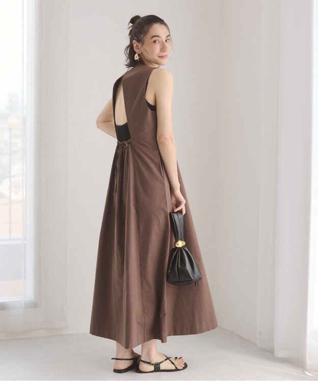 WEGO 【ANGIE VINTAGE】バックオープンノースリーブワンピース ダークブラウン
