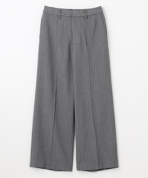 ANY L 【洗濯機可/ウエストゴム/２ＷＡＹストレッチ】ワイドパンツ グレーストライプ