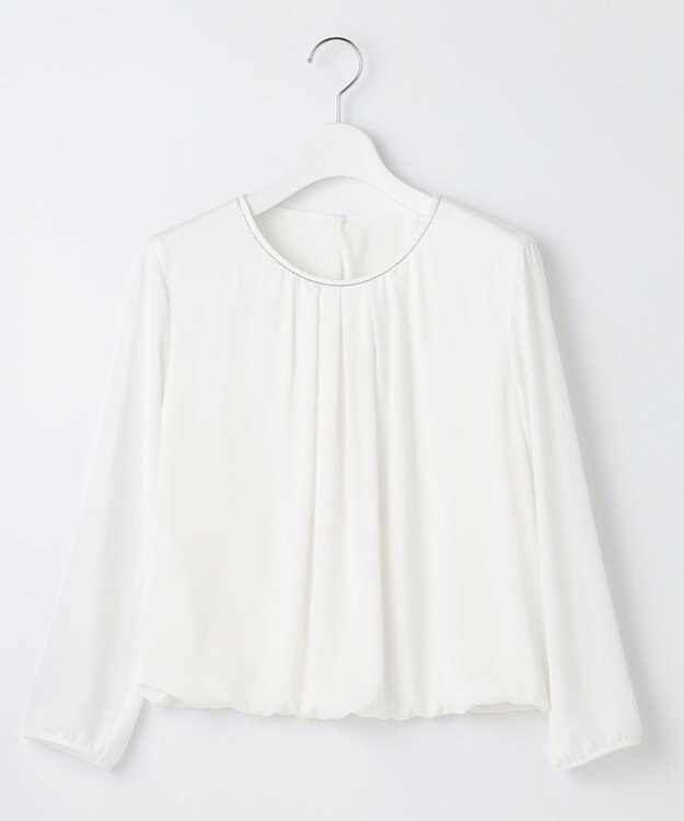 23区 【洗える】シルキーデシン ボールチェーン カットソー ホワイト系