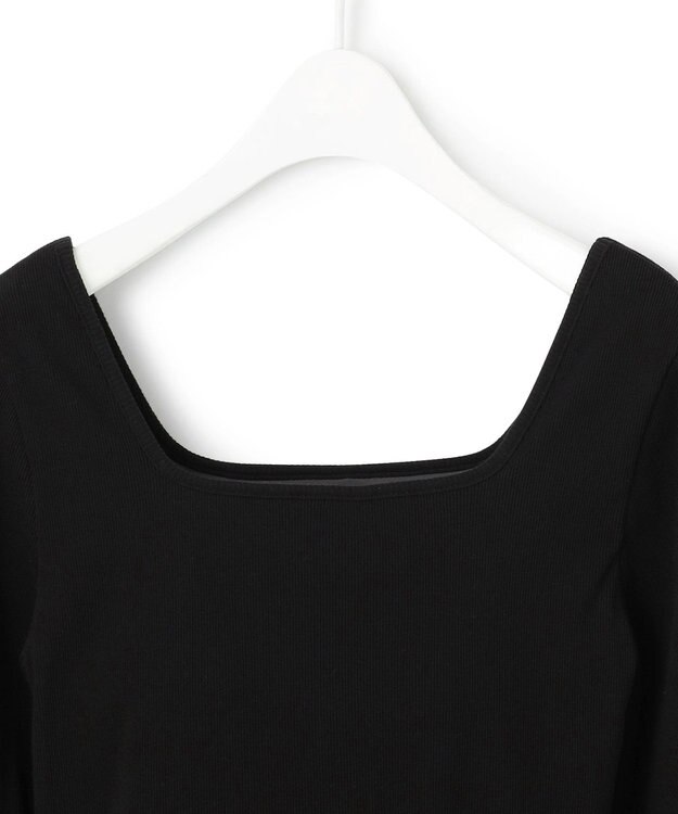 ICB 【洗える】【OUR WACOAL コラボ】カップイン スクエアネックロングTシャツ ブラック系