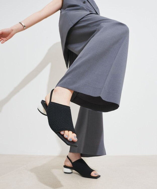 steppi 【一部店舗限定 / 洗える】ストーン ヒールサンダル ブラック