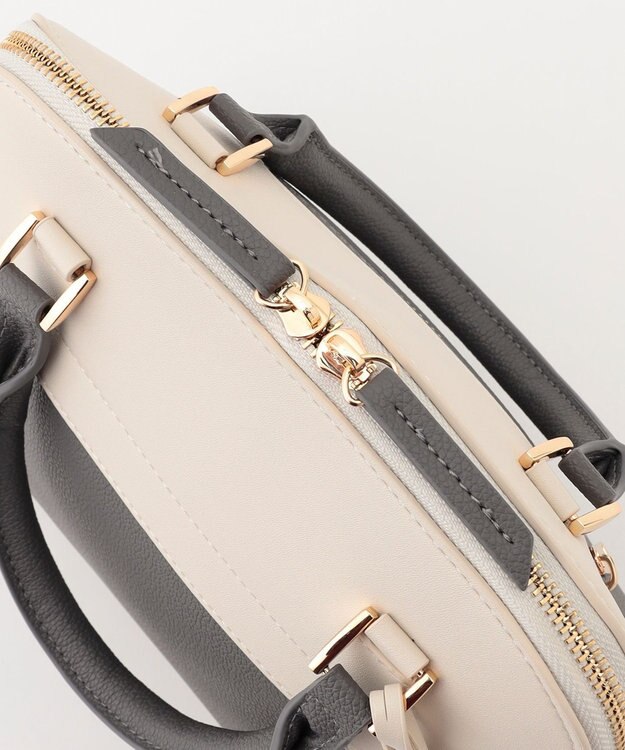 組曲 【ショルダーベルト付き】ボストンハンドバッグ グレー系