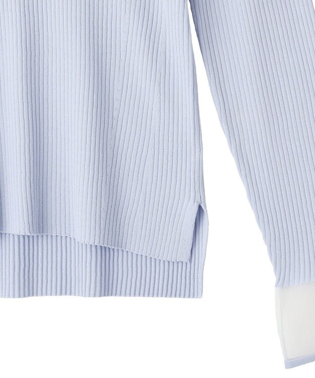 YECCA VECCA 袖口シアーリブニット Sax