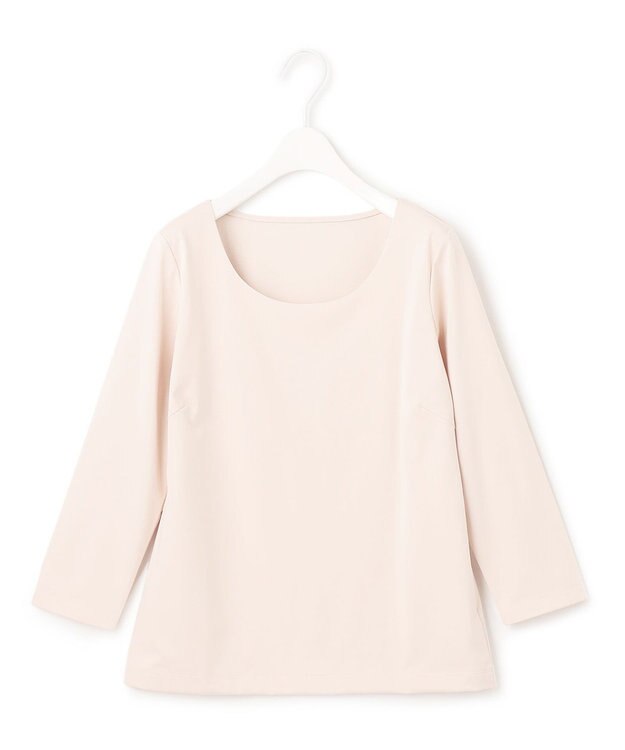 ICB 【洗える】 スーペリアジャージー Uネックカットソー ピンクベージュ系