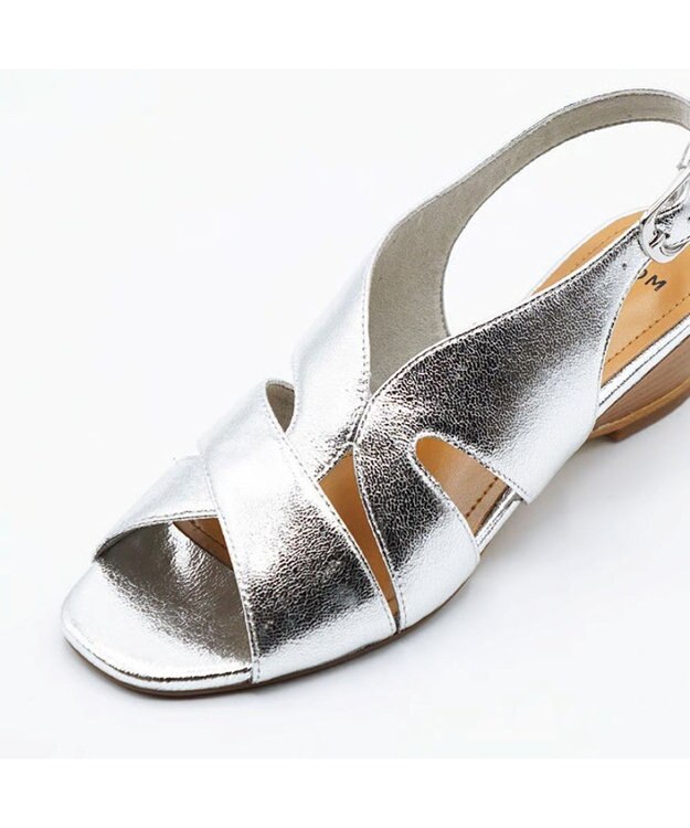 APOM モールドウエッジアシンメトリースリングバックサンダル45 シルバー