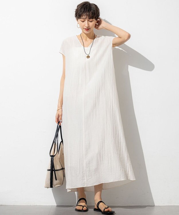 23区 L 【SLOW/一部店舗限定】ナチュラルピケワッシャー ワンピース アイボリー系