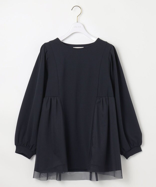 ANY SIS 【WEB・一部店舗限定】ペプラムチュールコンビ セット ネイビー