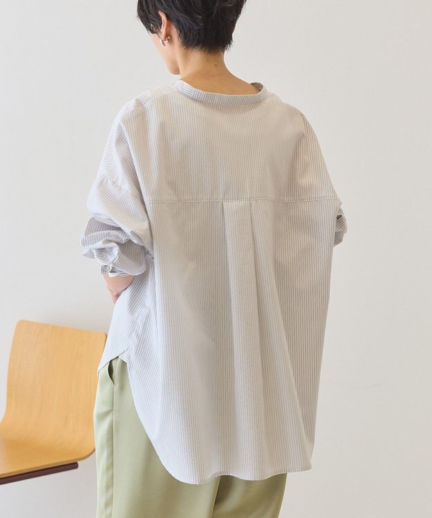 AMERICAN HOLIC 【イージーケア】ストライプVネックシャツ Off White