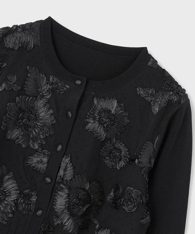 GRACE CONTINENTAL サテンコードニットカーディガン ブラック