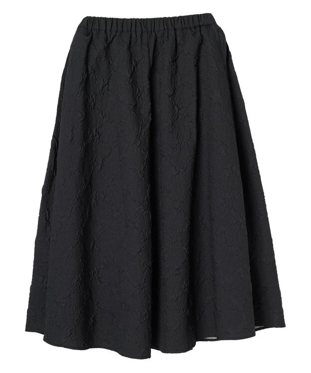 Green Parks ・ｆｕｒｒｙ　ｒａｔｅエンボスサイドタックフレアスカート Black