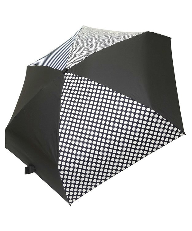 +RING 【UVカット95%以上】【UPF50＋】プラスリング レディース 晴雨兼用 折傘 BLKT1309 黒