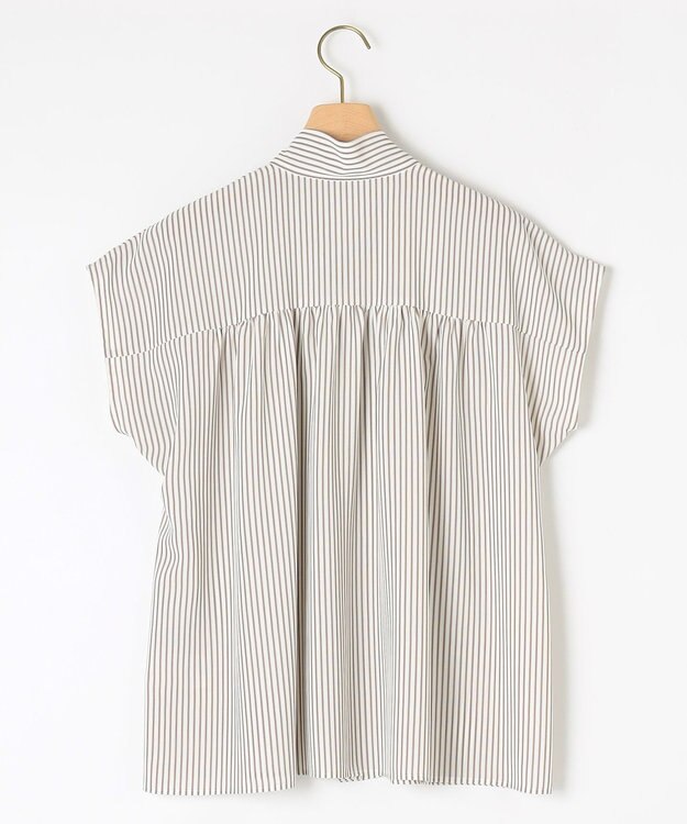 組曲 ライトデシンボウタイ ブラウス ベージュストライプ系1