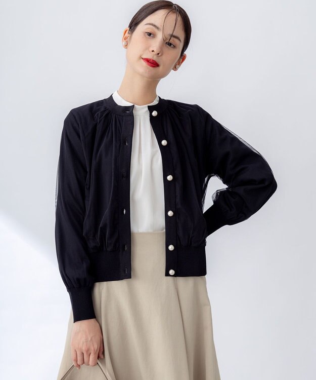 組曲 L 【WEB限定】チュールニット ブルゾン ブラック系