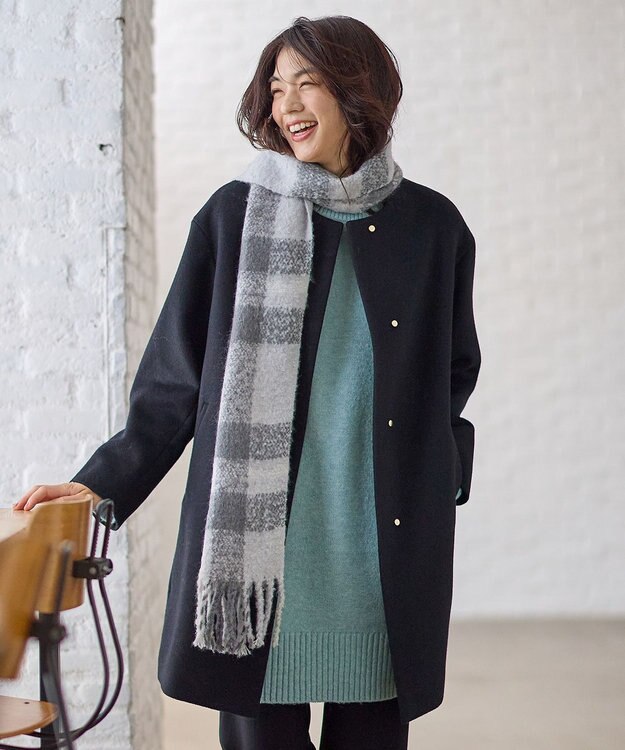 ANY 【防風裏地】カシミヤブレンドコート ブラック