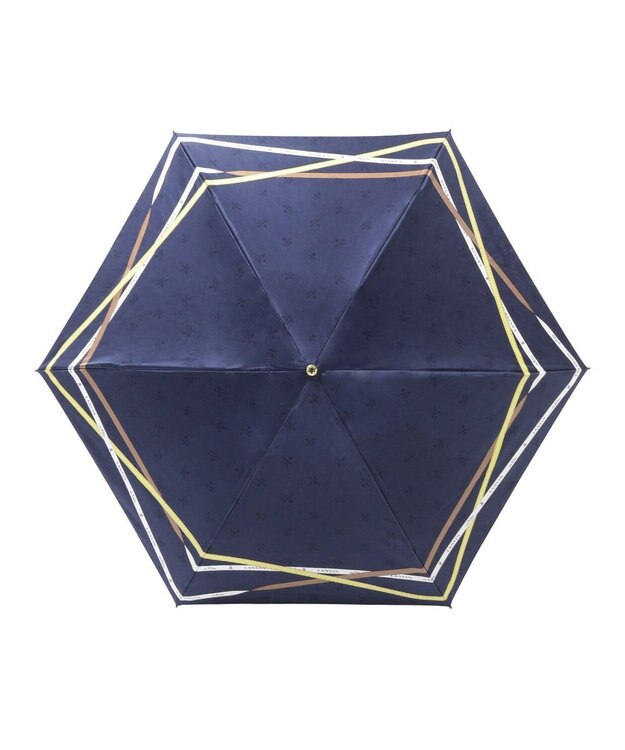 MOONBAT ランバン オン ブルー (LANVIN en Blue) 折りたたみ傘 サテンプリント ロゴアーチ ネイビーブルー