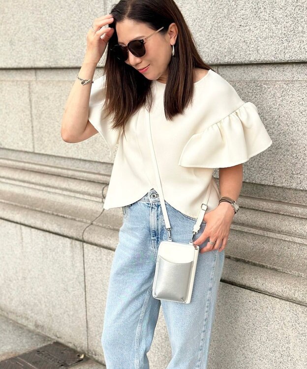 LA BAGAGERIE 【インスタグラマー Chiyoさん×LA BAGAGERIE】チェーンスマホショルダー ホワイト