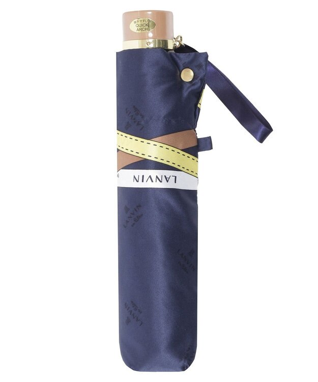 MOONBAT ランバン オン ブルー (LANVIN en Blue) 折りたたみ傘 サテンプリント ロゴアーチ ネイビーブルー