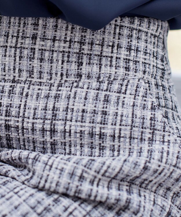 Tiaclasse 【洗える】大人華やかなツイードフレアスカート グレー