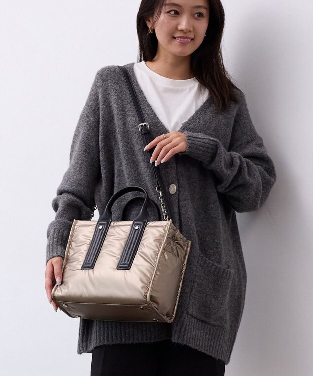 TOPKAPI 【TREASURE TOPKAPI】メタリック パデット ショルダー付 トートバッグ ブロンズ