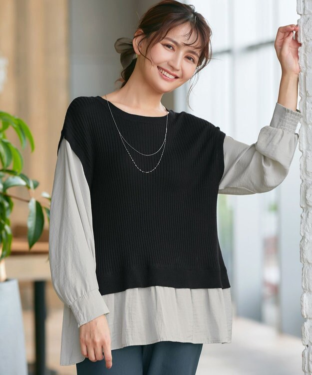 Tiaclasse ベストドッキングトップス ブラック×グレー