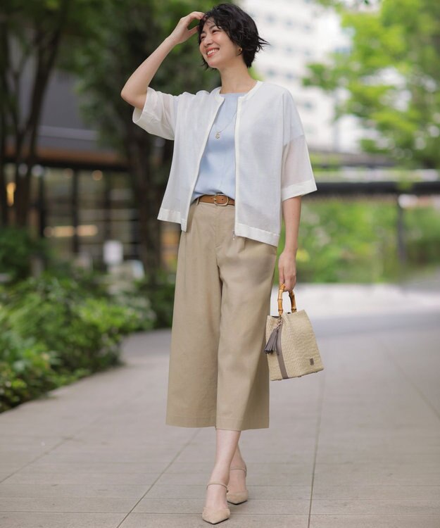 J.PRESS LADIES SHEER LIGHT KNIT ブルゾン オフホワイト系