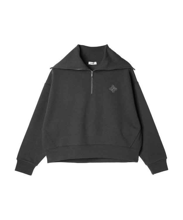 earth music&ecology ハーフＺＩＰ裏起毛プルオーバー Charcoal Gray