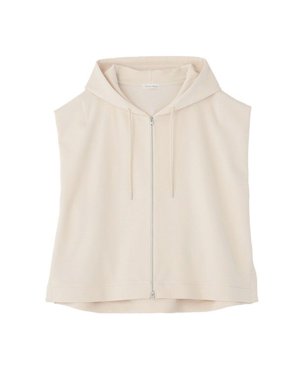 Green Parks フード付ベスト Ecru