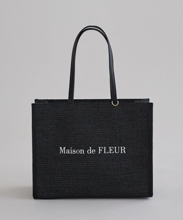 Maison de FLEUR ツイードキャリーオントートバッグ Black