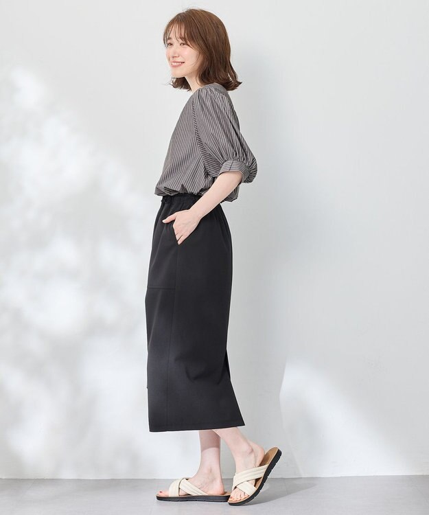 ANY L 【セットアップ可能/UVケア/接触冷感/ストレッチ】イージーケアタイトスカート ブラック