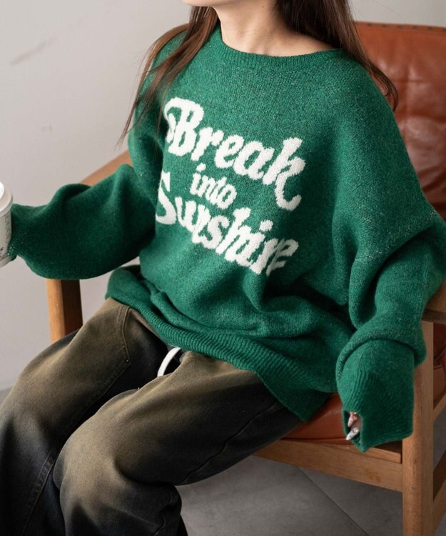 WEGO ロゴジャガードフラッフィーニット グリーン