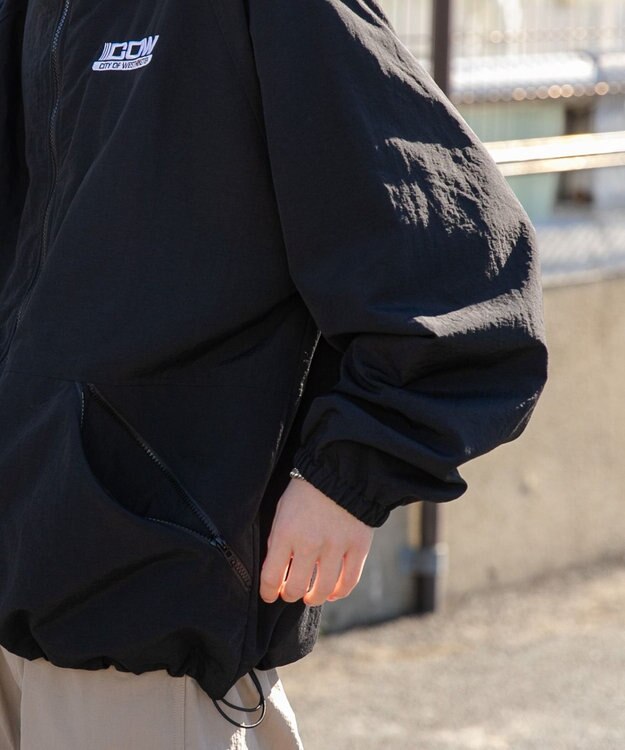 WEGO ナイロンフードシェルブルゾン ブラック