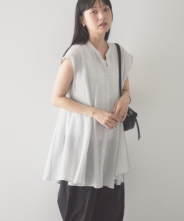 AMERICAN HOLIC 【予約】【接触冷感】フレンチスリーブフレアスキッパーブラウス Stripe Ivory