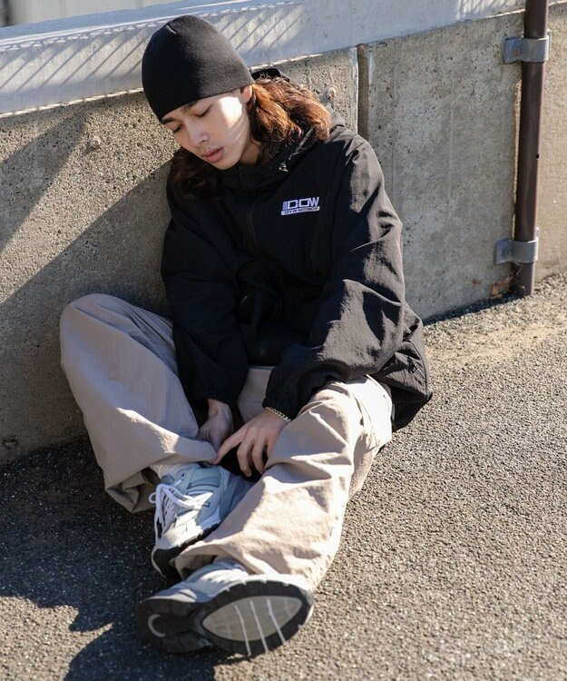 WEGO ナイロンフードシェルブルゾン ブラック