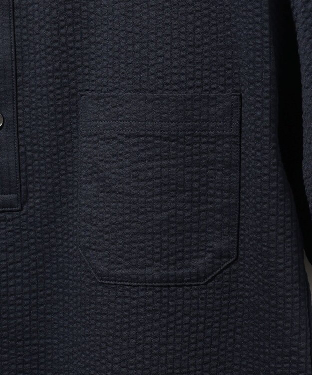 JOSEPH ABBOUD クールビズ【オリジナルオーガニックコットン使用・日本素材】JOEコットンサッカー ポロシャツ ネイビー系