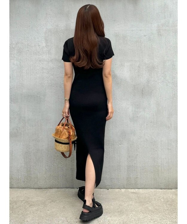 Green Parks リブニットワンピース Black