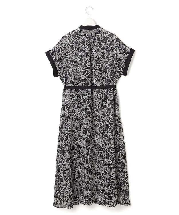 23区 L 【一部店舗限定/速乾性/洗える】モノトーンプリント ワンピース ペイズリーモチーフ