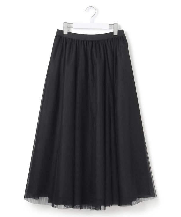 23区 【洗える】ソフトチュール スカート ブラック系