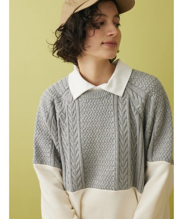 CRAFT STANDARD BOUTIQUE ニットドッキング裏毛プルオーバー Light Gray Mixture