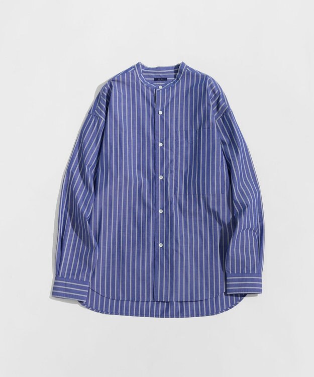 LENO BAND COLLAR SHIRTS 《UNISEX》 バンドカラーシャツ BLUE STRIPE