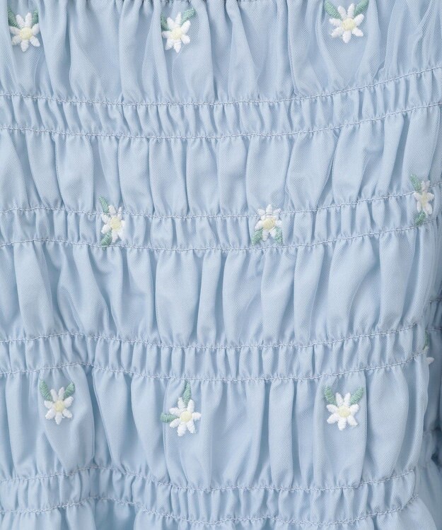 earth music&ecology フラワー刺繍シャーリングプルオーバー Sax