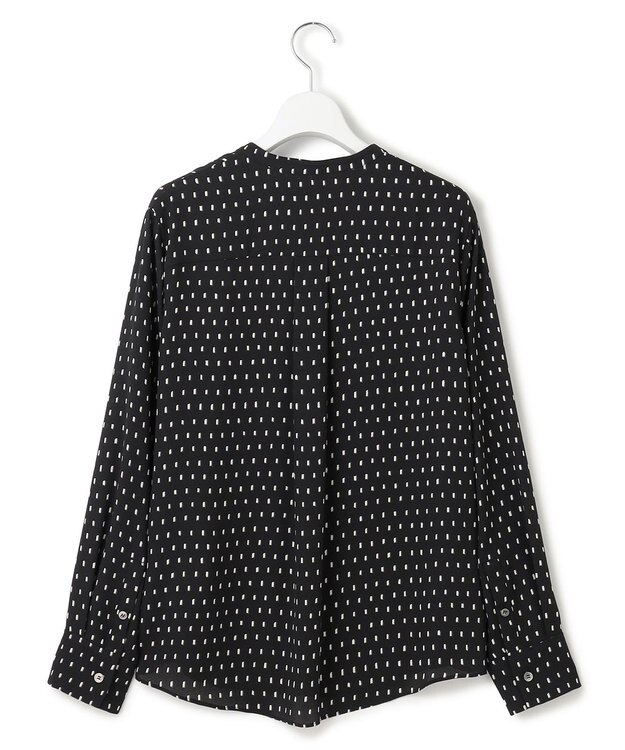ICB L 【新色追加・WEB限定】BackSatinAmunzen キーネックブラウス ブラックドット系