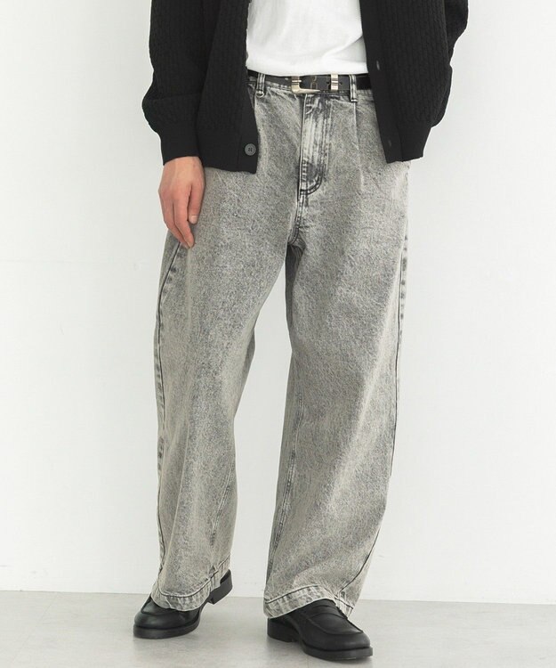 CRAFT STANDARD BOUTIQUE ハイブリーチケミカル加工デニムワイドパンツ Black