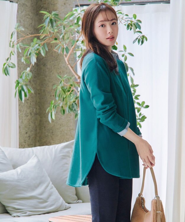 Tiaclasse 【安田美沙子さん着用・新色追加・洗える】ラウンドヘムニットチュニック グリーン
