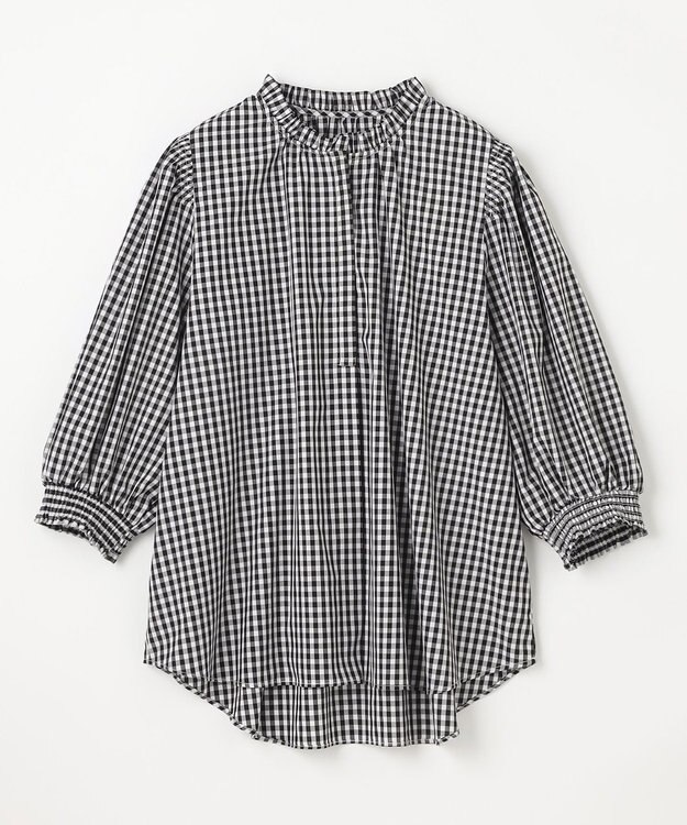 ANY L 【接触冷感/UVカット/抗菌防臭/速乾】エニイファンクション シャーリングブラウス ギンガム