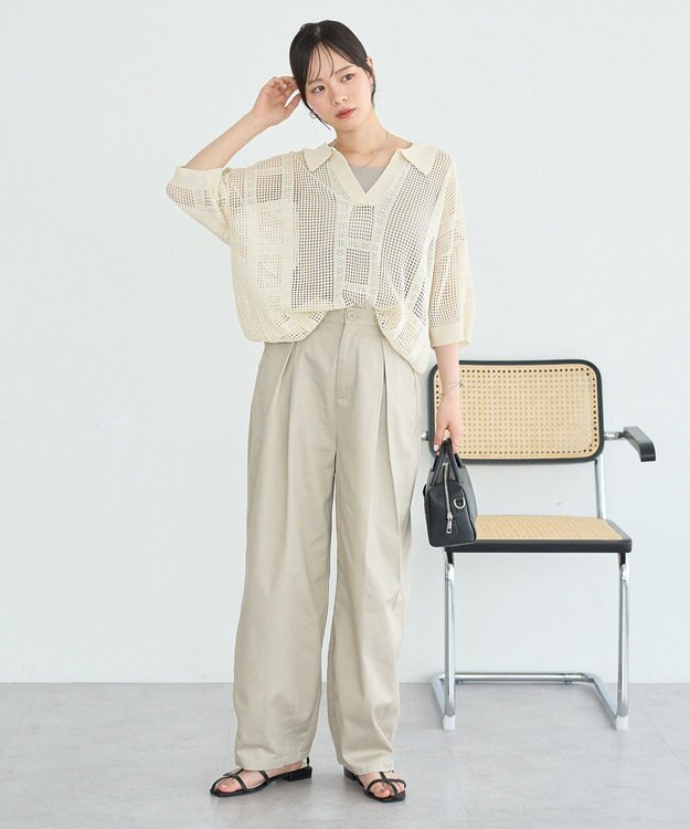 earth music&ecology チノタックパンツ Beige